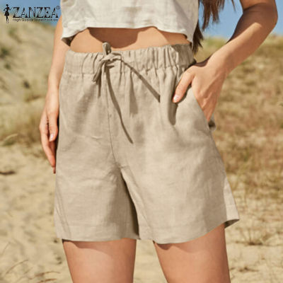 (สินค้ามาใหม่)(จัดส่งฟรี)Fancystyle ZANZEA เอวยืดหยุ่นสบายกางเกงขาสั้นวินเทจหลวมกางเกงขายาว #15