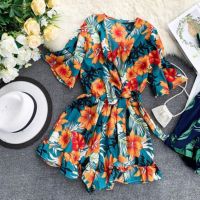 COD DSFERTEREERRE korean women chiffon floral print wide leg rompers jumpsuits ready stock new