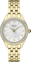 Seiko Women Quartz Dress Watch with Stainless Steel Strap, Gold, 13 (Model: SUR394)