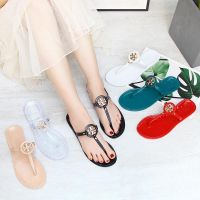 TB flip-flops shoes 2023 new Europe and the United States foreign trade crystal beach word flat sandals slippers