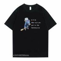 Uh What Bid You Put In The Ratatouille Tshirt Humorous Cute Mouse Pattern Print T Shirts Men Loose Short