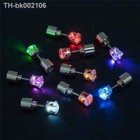 ﺴ 1 Pair LED Light Up Earrings Flash Zircon Stainless Steel Ear Studs Bling Dance Party Accessories Christmas Gifts Glow Stick