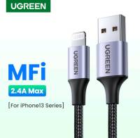 UGREEN #60158 Certified MFI Charging Cable สายชาร์จ ไอโฟน iPhone Lightning to USB2.0 / 2.4A Cable Nylon for iPhone 12 Pro Max, 12 mini / 11 Pro MAX, 11, 11 Pro, 8 Xs Max XR 7 iPad, iPhone 6plus, 7 plus Fast Charging Cable