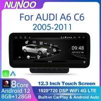 Nunoo เครื่องเล่นกระจกรถยนต์ระบบแอนดรอยด์12,สำหรับ4F C6 A6 Audi 2005-2011 GPS Navi มัลติมีเดียสเตอริโอ8 + 128GB RAM Wi-Fi Google Carplay