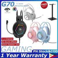 【Undine earphone】 G70เชื้อ7.1หูฟังเกมยูเอสบีพร้อมไฟ RGB สำหรับ PS4 /Pc/xbox/ หูฟังมือถือเฮดโฟนพร้อมไมค์