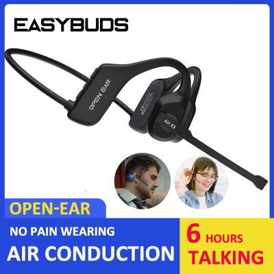 ❍✾❉ EASYBUDS Handsfree Bluetooth Air Bone Conduction Earphones With Noise Cancelling Boom Microphone Business Open Ear Headphones