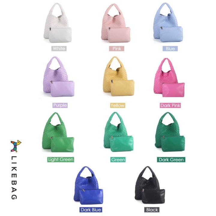 likebag-กระเป๋าถือลําลอง-หนัง-pu-แบบถัก-ขนาดเล็ก-แฟชั่นเรียบง่าย-สําหรับแม่-และเด็ก