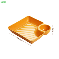 ?【Lowest price】HOMA แผ่นเกี๊ยวสี่เหลี่ยมขนาดใหญ่ที่มีน้ำส้มสายชูพื้นที่ขนมขบเคี้ยว Platter Creative แยกถาดบนโต๊ะอาหารคริสต์มาส