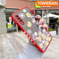 YIWESAN เคสปลอกสำหรับ Samsung Galaxy A30s A50s A50ลายดอกไม้ยิ้มมีน้ำค้างแข็งโปร่งใสเคสขอบสี่เหลี่ยมด้านข้างแบบแข็งลายกล้องปลอกซิลิโคนเคสนิ่มป้องกันการกระแทก