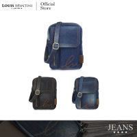 Louis Montini (JEANS) กระเป๋าสะพายข้าง Crossbody bag ผ้ายีนส์ผสมหนังวัวเเท้ JEAN01