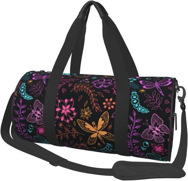 sports-gym-bag-for-men-women-skull-cat-moon-gothic-design-travel-duffle-bag-workout-bag-durable-backpack-round-yoga-bag