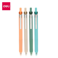 Deli ปากกาเจล ปากกาหมึกสีน้ำเงิน 0.7 มม. ปากกา แบบกด หมึกน้ำเงิน ด้ามจับนุ่ม 1แท่ง 8แท่ง สุ่มสี  เครื่องเขียน Gel pen