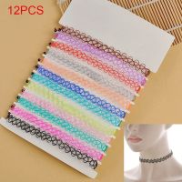 【HOT】卍﹉▩ 12pcs/lot Hot Sell Hippy Stretch Choker Necklace Elastic Chocker Fishing Colorful