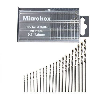 HH-DDPJ20pcs/set 0.3-1.6mm Mini Drill Bit High Speed Steel Twist Drill Bit Set Micro Hss Drill Bit Set With Case Woodworking Tool