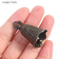 Longjia Tools กระดิ่งโบราณ2ชิ้นรูปปั้นทองแดงทองเหลืองขนาดเล็กของจีนสวดมนต์กระดิ่งกวนอิม