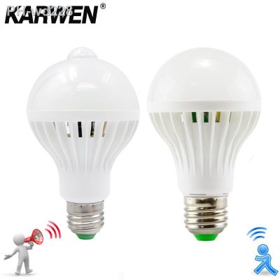 KARWEN Smart Sound/ PIR Motion Sensor Bombillas LED Bulb E27 3W 5W 7W 9W 12W Induction lamp AC 220V Stair Hallway light