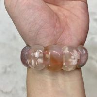 กำไลอัญมณีสร้อยข้อมืออาเกตลายดอกซากุระธรรมชาติสำหรับผู้หญิงเป็นของขวัญขายส่งกำไลข้อมือแฟชั่น