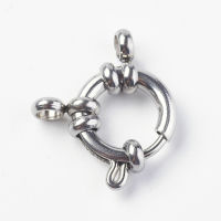 2pc 304 Stainless Steel Smooth Surface Spring Ring Clasps Stainless Steel Color 15x12x4mm Hole: 2.5mm