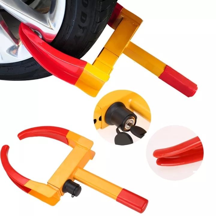 ตัวล็อคล้อกันขโมย-ที่หนีบยางรถยนต์-ที่ล็อคล้อรถยนต์-ป้องกันขโมย-กันรถหาย-แบบตำรวจ-น้ำหนักเบา-ติดตั้งง่าย-สำหรับรถเที่ล็อคล้อ-กุญแจล็อคล้อ-wheel-lock-clamp