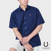 GALLOP : LINEN CASUAL SHIRT เสื้อเชิ๊ตผ้าลินินแขนสั้น รุ่น GW9019 สีกรม / ราคา 1,490.-