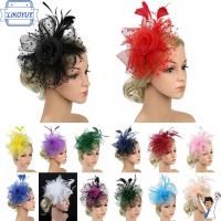 LIKOYUY อุปกรณ์ตกแต่งผม Fascinators ผม ดอกไม้ตาข่าย งานแต่งงาน ที่คาดผมงานเลี้ยงน้ำชา ที่คาดผม ALICE หมวก fascinator กิ๊บติดผมขนนก