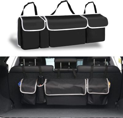 กระเป๋าตาข่ายสำหรับไฟ SUV MPV ความจุมากกระเป๋าเก็บของท้ายรถด้านหลังที่นั่งเบาะหลังรถยนต์