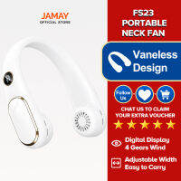 JAMAY FS23 พัดลมคอพกพาปิดเสียงพัดลมมินิดิจิตอล 4000mAh แบตเตอรี่ชาร์จ USB แบบกำหนดเองในร่มและกลางแจ้งแบบชาร์จไฟได้สี่ความเร็วพัดลมไฟฟ้าพัดลมไฟฟ้า(อัพเกรด FS20)