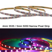 DC 5V แผงวงจรแบบแคบ4Mm 3535 5Mm 5050 SMD WS2812B แสงแถบไฟ LED WS2812 RGB แถบสามารถระบุที่อยู่รายบุคคลได้พิกเซล1M 2M 5M