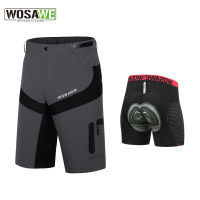 WOSAWE Men MTB Downhill Trousers With Separable Underwear Mountain Bike Bicycle Shorts Water Resistant Loose Fit Cycling Shorts
