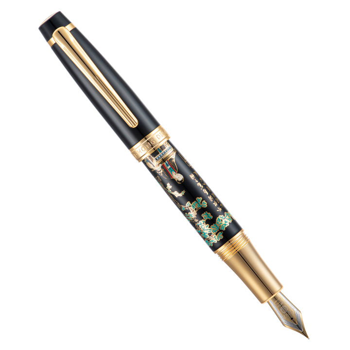hongdian-231ปากกาหมึกซึมโลหะจีน-iridum-eff-nib-พร้อมการออกแบบภาพวาดจีน-ปากกาเขียนเรียบพร้อมตัวแปลงหมึก