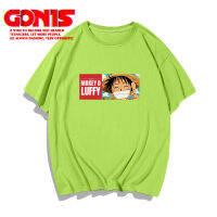 【จัดส่งฟรี】GONISShortแขนสั้นเสื้อยืดชายน้ำแบรนด์เดินเรือกษัตริย์ลูฟี่การ์ตูนอะนิเมะOne Pieceเสื้อยืดผ้าฝ้ายหลวมสไตล์ฮ่องกงครึ่งแขน 0177