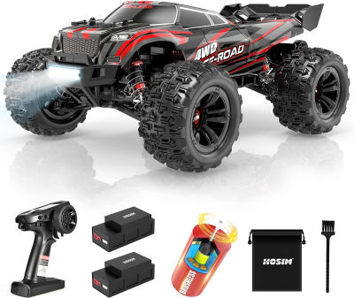 Hosim 2845 Brushless 60+ KMH 4WD High Speed RC Monster Truck, 1:16 Scale RC Car All Terrain Off-Road Waterproof 2.4GHZ Hobby Grade Remote Control Vehicle for Adults Children (Black Red)