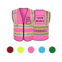 Custom Safety Vest Pink Reflective Vest For Woman Construction Customize Logo Reflective Vest Workwear High Visibility Vest