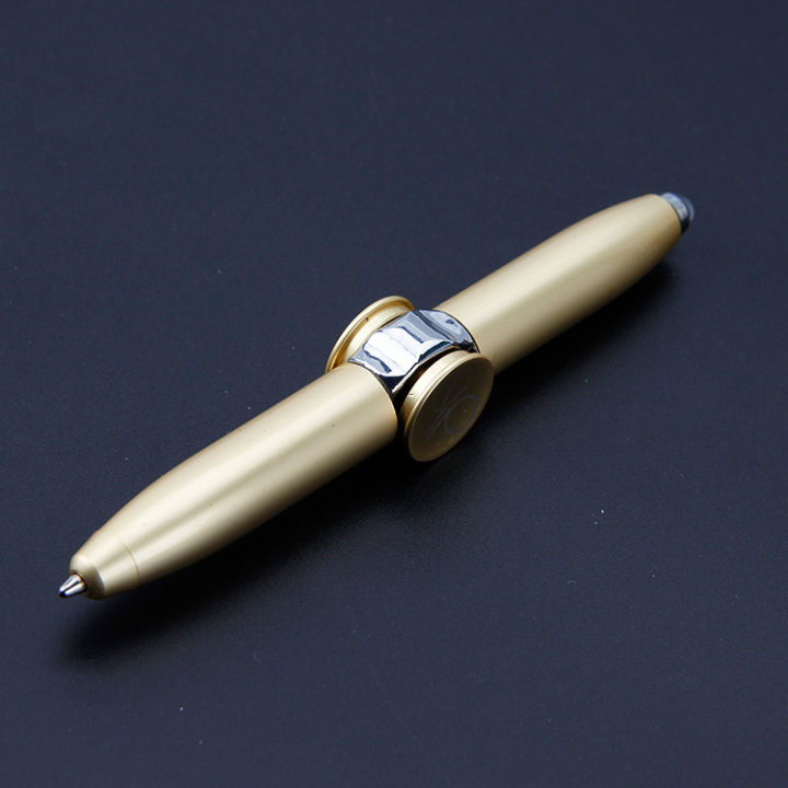 ปลายนิ้ว-gyro-ปากกาลูกลื่นมัลติฟังก์ชั่หมุนส่องสว่างบีบอัดปากกาโลหะบีบอัดนิ้ว-gyro-ปากกา