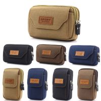 6.5 Inches Men Soft Pouch Belt Waist Pack Bag Small Pocket Canvas Waist Pack Running Pouch Travel Camping Bags Chest Bag Running Belt