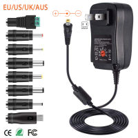 30W USUKAUEU Universal Power Adapter 3V 4.5V 5V 6V 7.5V 9V 12V AC DC Charger Converter + 5V 2.1A USB Port With 8Pcs jack