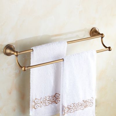 ► Towel Rack Antique Brass Wall Mount Bathroom Double Towel Bar Towel Holder Rack Bathroom Accessories KD909