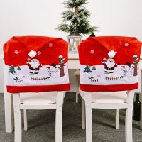 Santa Claus Christmas Non-woven Dinner Table Red Hat Chair Back Covers Xmas Christmas Decorations for Home New Year Decor Sofa Covers  Slips