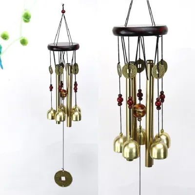 Wooden Wind Chime Yard Ornament Home Decor Wind Chimes Bells Copper Tubes Outdoor Ornament
