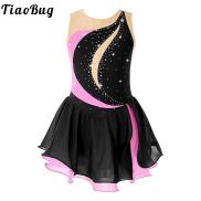 Trẻ Em Cô Gái Không Tay Hình Trượt Băng Ăn Mặc Sáng Bóng Rhinestone Ba Lê