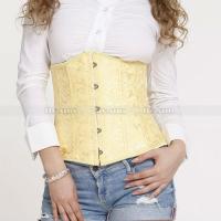 【LZ】▽☎✵  Amarelo espiral completa de aço desossado cintura trainer cincher nupcial waspie underbust espartilho s m l xl 2xl