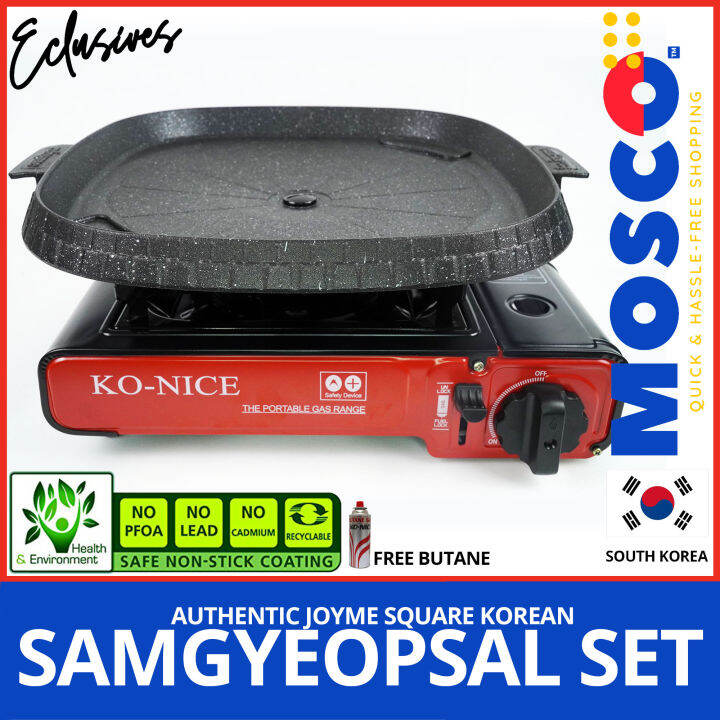 Samgyupsal Set Joyme™ Square Korean Samgyeopsal Grill Stove Top Pan Barbecue Bbq Sugawa Kris 7005