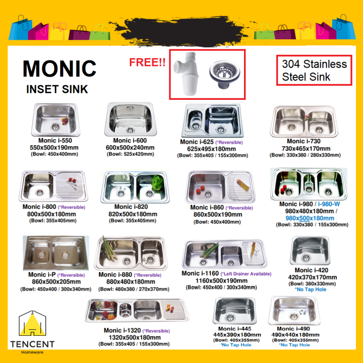 (FREE DELIVERY!!)Monic Wide Range InsetTop mount Series Stainless