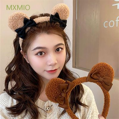 MXMIO Cute Korean Style Headband Fashion Women Hair Hoop Bear Ear Hairband Plush Washing Face Sweet Headdress Bow Girls Hair Accessories/Multicolor QC7311709