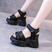 COD ¤๑♧ saafeeqdsdfsdw Thick-Soled Sandals Women All-Match High Heel Wedge Heightening Casual Sports Sandals松糕厚底凉鞋女百搭高跟鞋坡跟内增高休闲运动凉鞋