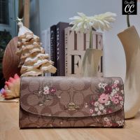 (แท้ ?%‼ from Factory) ? Model F29395 SLIM ENVELOPE WALLET IN SIGNATURE CANVAS WITH FLORAL BUNDLE PRINT