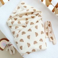 ♣﹍⊙ Winter Thicken Warm Baby Blanket Cotton Gauze Muslin Newborn Envelope Cocoon Swaddle Wrap with Belt Boys Girls Quilt Bedding