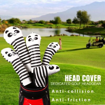 ☢┋♧ ขายลายหมีกอล์ฟคลับ Headcovers 1 3 5 UT สำหรับ Hybrid Driver Fairway Woods ครอบคลุมหนัง PU Head Covers Set Protector