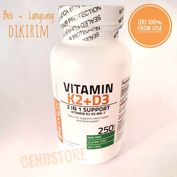 READY! BRONSON Vitamin K2+D3 5000iu ORIGINAL USA 250 Capsules Kapsul Lazada Indonesia