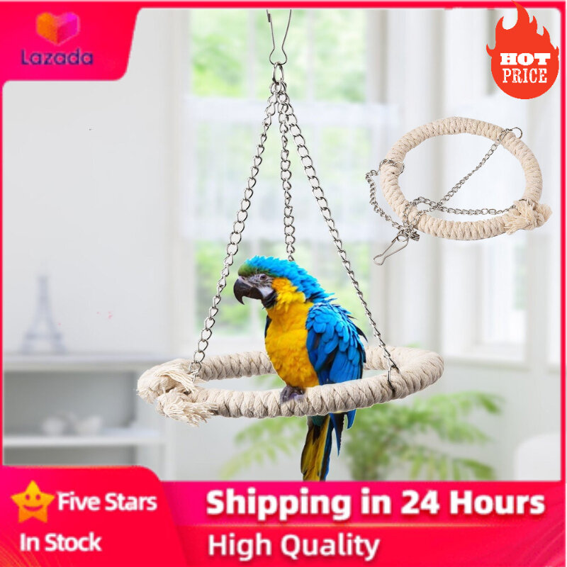 High Quality Parrot Bird Toy Cotton Rope Swing Stand Climbing Ladder Ring Bed 
